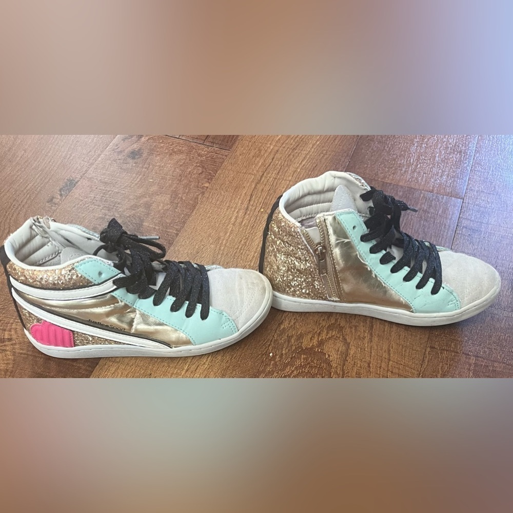 Justice sport big girls high top sparkly sneakers fashion tennis shoes sneakers
